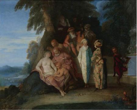 Claude Gillot A scene inspired by the Commedia France oil painting art
